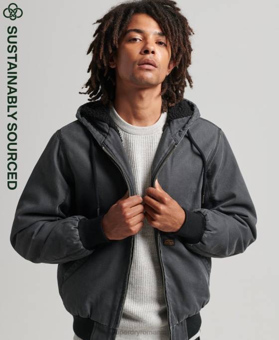 Superdry haine de lucru bomber cu glugă îmbrăcăminte maro bărbați JX0Z1067