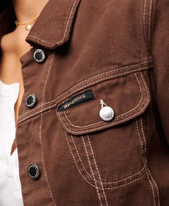 Superdry haine de lucru decupate îmbrăcăminte maro femei JX0Z3532