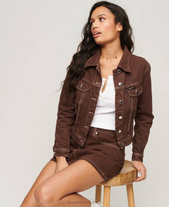Superdry haine de lucru decupate îmbrăcăminte maro femei JX0Z3532