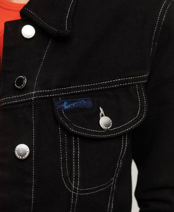 Superdry haine de lucru decupate îmbrăcăminte negru femei JX0Z2126