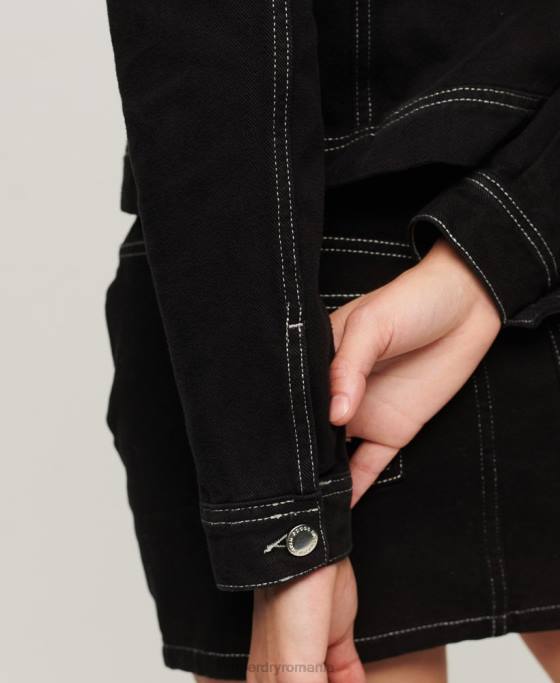 Superdry haine de lucru decupate îmbrăcăminte negru femei JX0Z2126