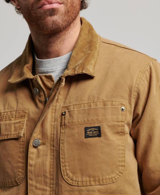 Superdry haine de lucru ranch îmbrăcăminte maro bărbați JX0Z4450