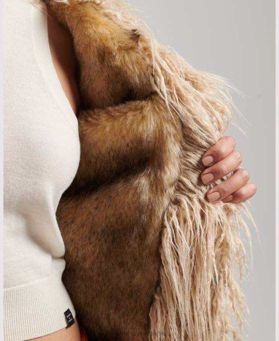 Superdry haină afgană căptușită cu blană artificială îmbrăcăminte maro femei JX0Z3643