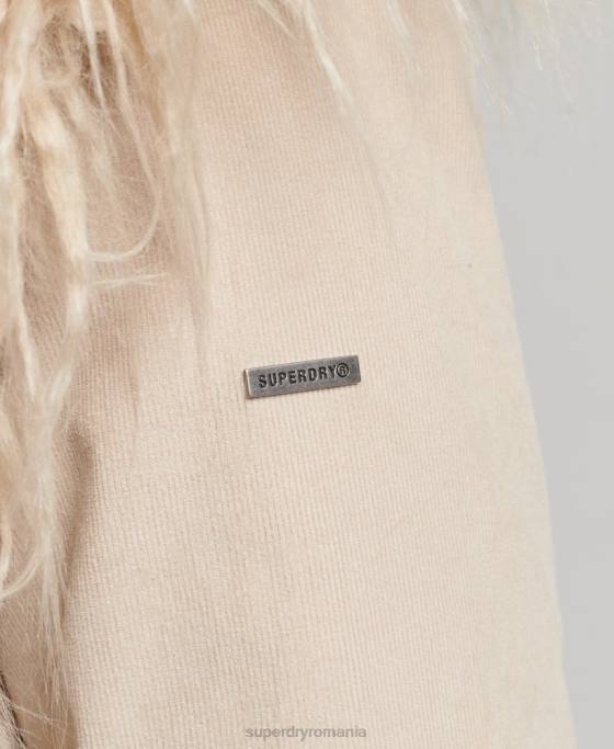 Superdry haină afgană căptușită cu blană artificială îmbrăcăminte maro femei JX0Z3721