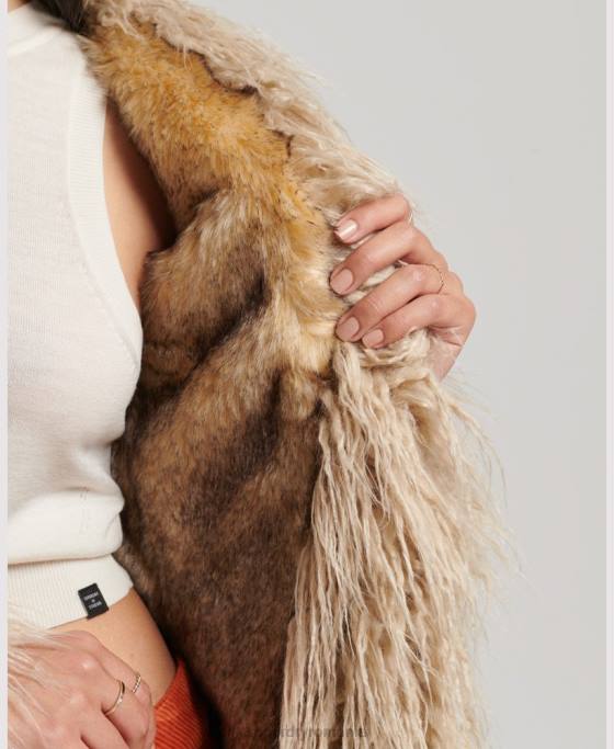 Superdry haină afgană căptușită cu blană artificială îmbrăcăminte maro femei JX0Z3721