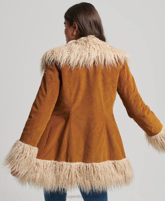 Superdry haină afgană căptușită cu blană artificială îmbrăcăminte maro femei JX0Z3737