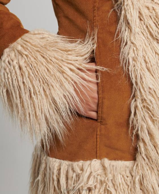 Superdry haină afgană căptușită cu blană artificială îmbrăcăminte maro femei JX0Z3737