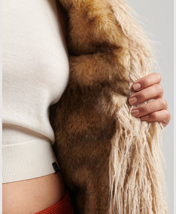 Superdry haină afgană căptușită cu blană artificială îmbrăcăminte maro femei JX0Z3737