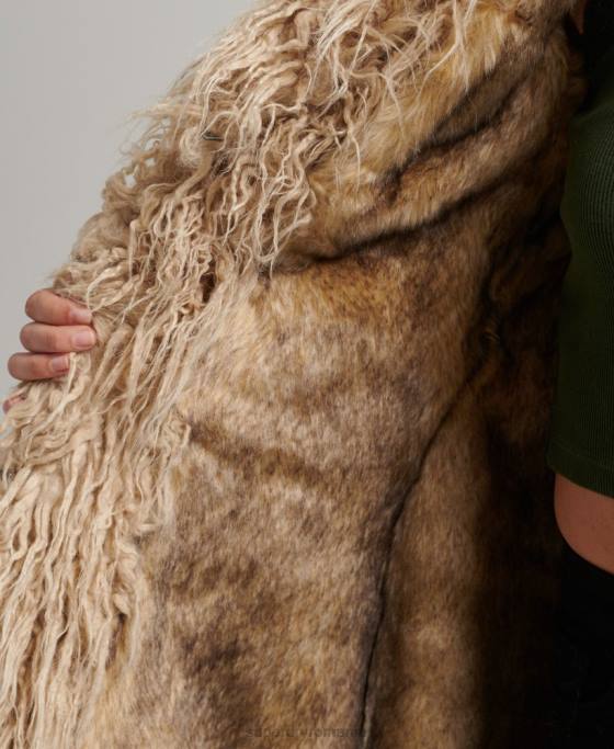 Superdry haină afgană căptușită cu blană artificială îmbrăcăminte maro femei JX0Z3813