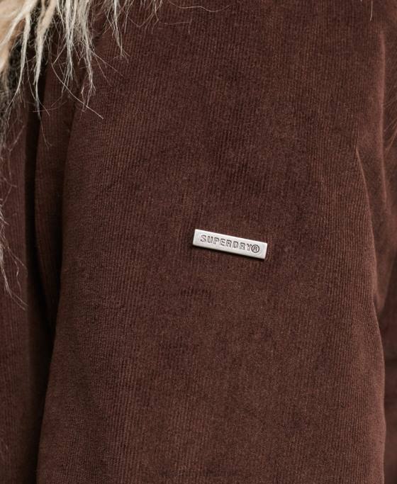 Superdry haină afgană căptușită cu blană artificială îmbrăcăminte maro femei JX0Z3813