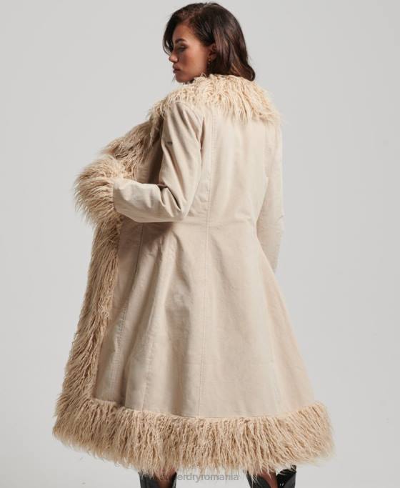 Superdry haină afgană căptușită cu blană artificială îmbrăcăminte maro femei JX0Z3824
