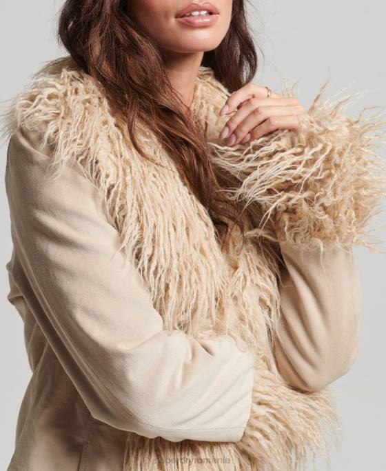 Superdry haină afgană căptușită cu blană artificială îmbrăcăminte maro femei JX0Z3824