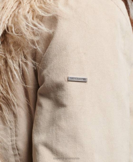 Superdry haină afgană căptușită cu blană artificială îmbrăcăminte maro femei JX0Z3824
