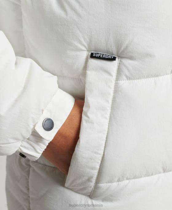 Superdry haină căptușită cocon de expediție îmbrăcăminte alb femei JX0Z3791