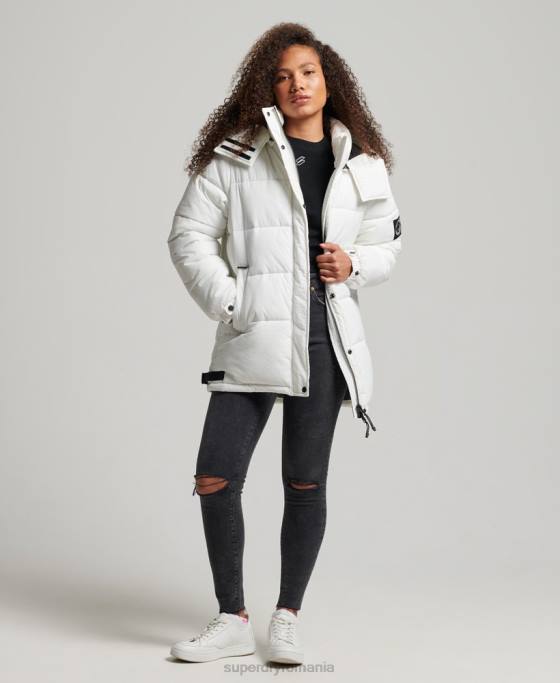 Superdry haină căptușită cocon de expediție îmbrăcăminte alb femei JX0Z3791
