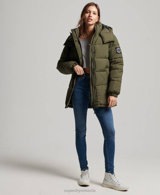 Superdry haină căptușită cocon de expediție îmbrăcăminte kaki femei JX0Z3644
