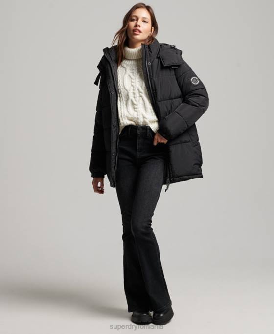 Superdry haină căptușită cocon de expediție îmbrăcăminte negru femei JX0Z3597