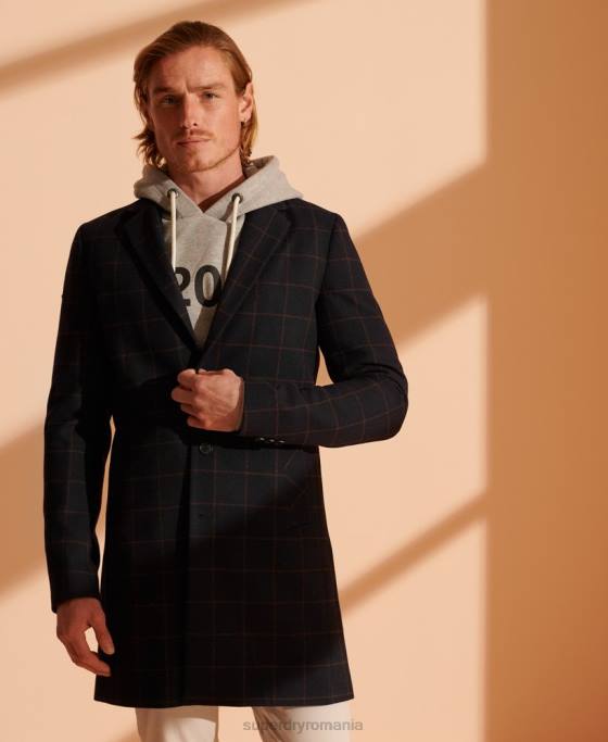 Superdry haină de lână de bază îmbrăcăminte marina bărbați JX0Z1197