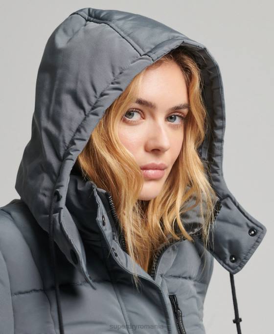 Superdry haină everest cu paragate îmbrăcăminte gri inchis femei JX0Z5576