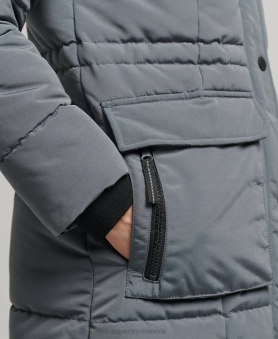 Superdry haină everest cu paragate îmbrăcăminte gri inchis femei JX0Z5576