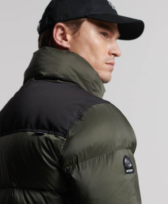 Superdry haină puf cu paragate îmbrăcăminte kaki bărbați JX0Z4556