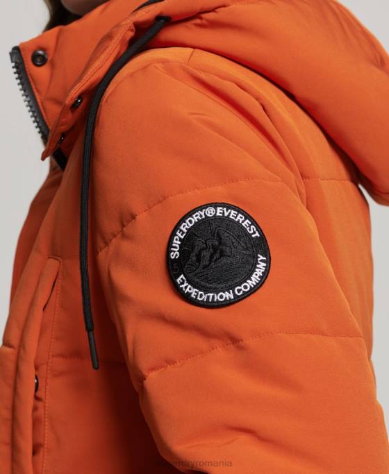 Superdry haină pufă cu paragate Everest îmbrăcăminte portocale femei JX0Z3673