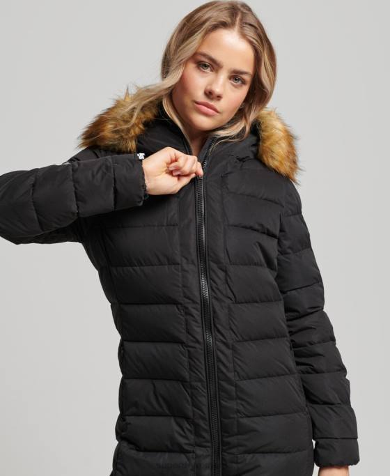 Superdry haină pufă lungă arctică îmbrăcăminte negru femei JX0Z5638