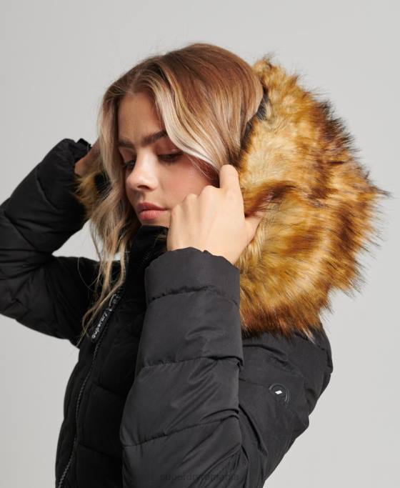Superdry haină pufă lungă arctică îmbrăcăminte negru femei JX0Z5638