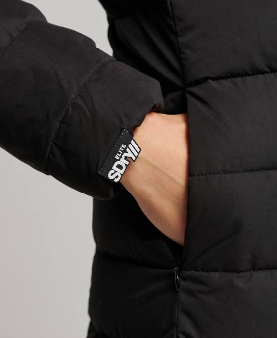 Superdry haină pufă lungă arctică îmbrăcăminte negru femei JX0Z5638