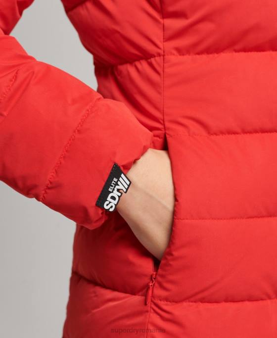 Superdry haină pufă lungă arctică îmbrăcăminte roșu femei JX0Z5591