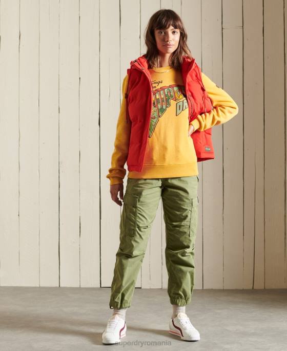 Superdry hanorac Heritage Mountain Crew îmbrăcăminte aur femei JX0Z3463