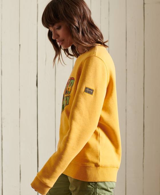 Superdry hanorac Heritage Mountain Crew îmbrăcăminte aur femei JX0Z3463