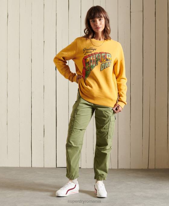 Superdry hanorac Heritage Mountain Crew îmbrăcăminte aur femei JX0Z3463