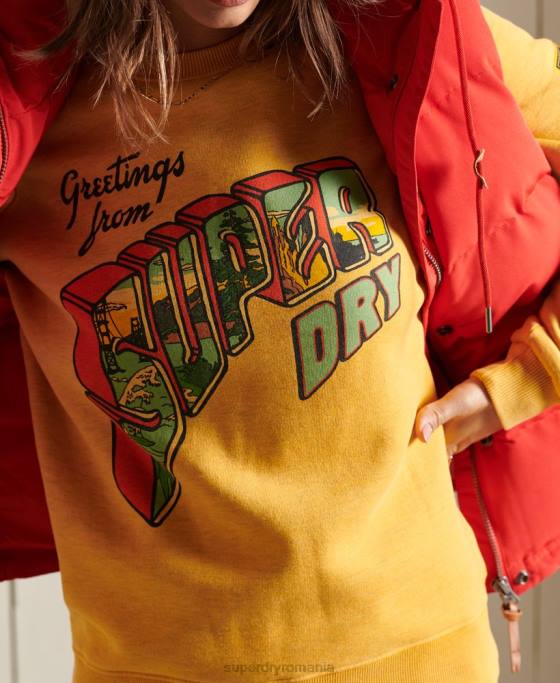 Superdry hanorac Heritage Mountain Crew îmbrăcăminte aur femei JX0Z3463