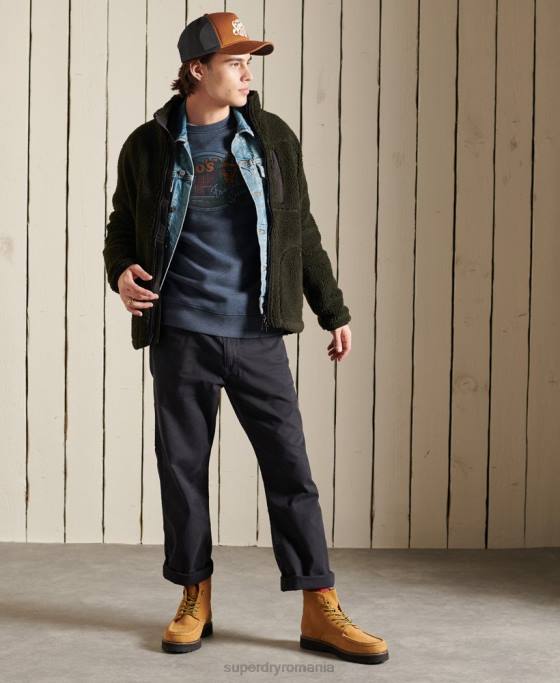 Superdry hanorac Heritage Mountain Crew îmbrăcăminte marina bărbați JX0Z846