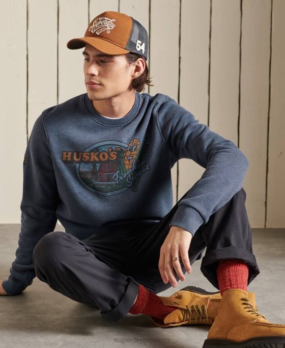Superdry hanorac Heritage Mountain Crew îmbrăcăminte marina bărbați JX0Z846