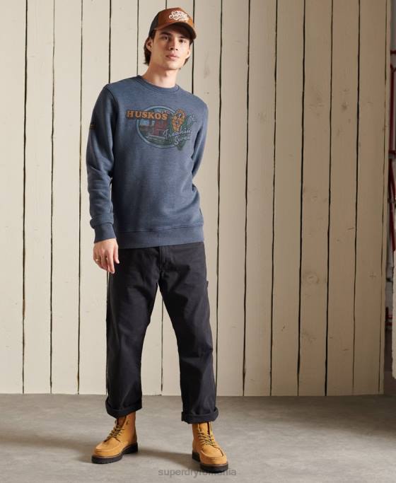 Superdry hanorac Heritage Mountain Crew îmbrăcăminte marina bărbați JX0Z846
