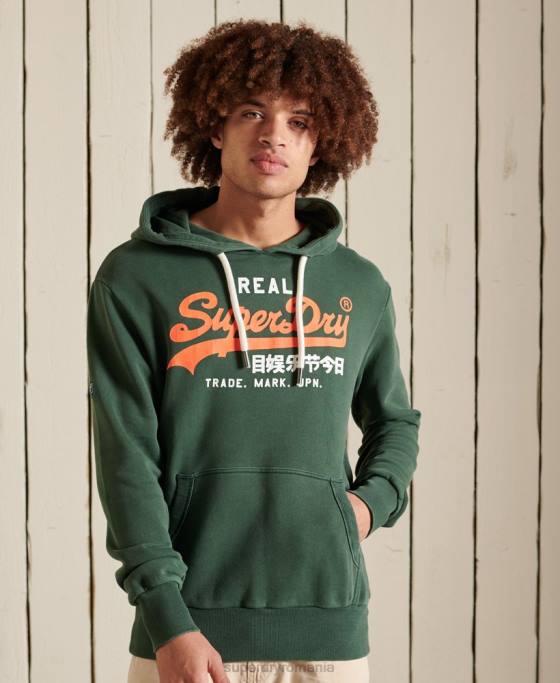 Superdry hanorac american clasic neperiat cu logo vintage îmbrăcăminte verde bărbați JX0Z893