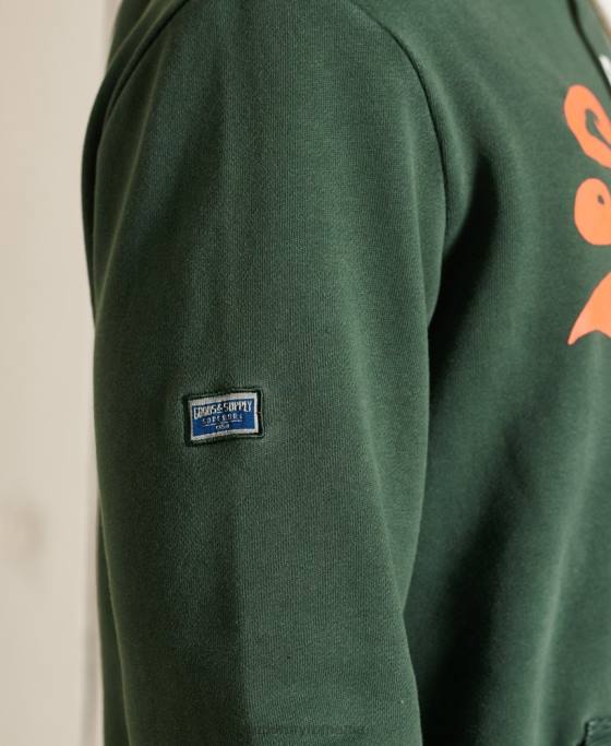 Superdry hanorac american clasic neperiat cu logo vintage îmbrăcăminte verde bărbați JX0Z893