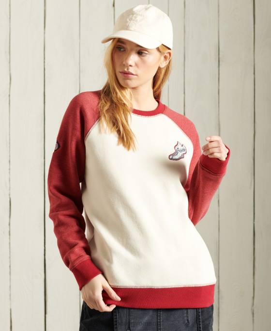 Superdry hanorac atletic colegial îmbrăcăminte cremă femei JX0Z3505