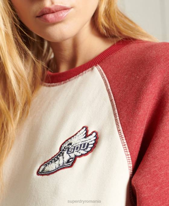 Superdry hanorac atletic colegial îmbrăcăminte cremă femei JX0Z3505
