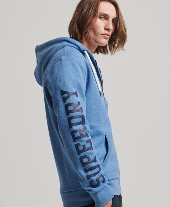 Superdry hanorac atletic cu fermoar pentru sală îmbrăcăminte albastru bărbați JX0Z511