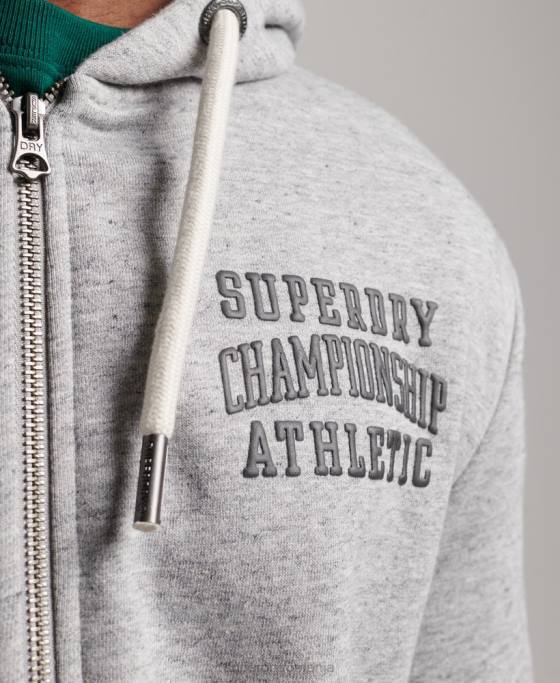Superdry hanorac atletic cu fermoar pentru sală îmbrăcăminte gri bărbați JX0Z633