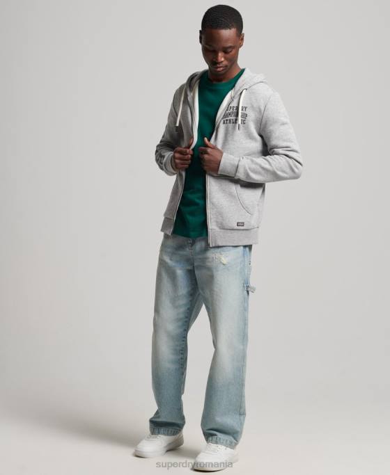 Superdry hanorac atletic cu fermoar pentru sală îmbrăcăminte gri bărbați JX0Z633