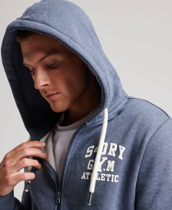 Superdry hanorac atletic cu fermoar pentru sală îmbrăcăminte marina bărbați JX0Z468
