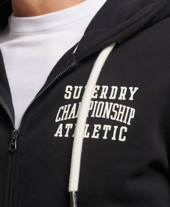 Superdry hanorac atletic cu fermoar pentru sală îmbrăcăminte negru bărbați JX0Z473