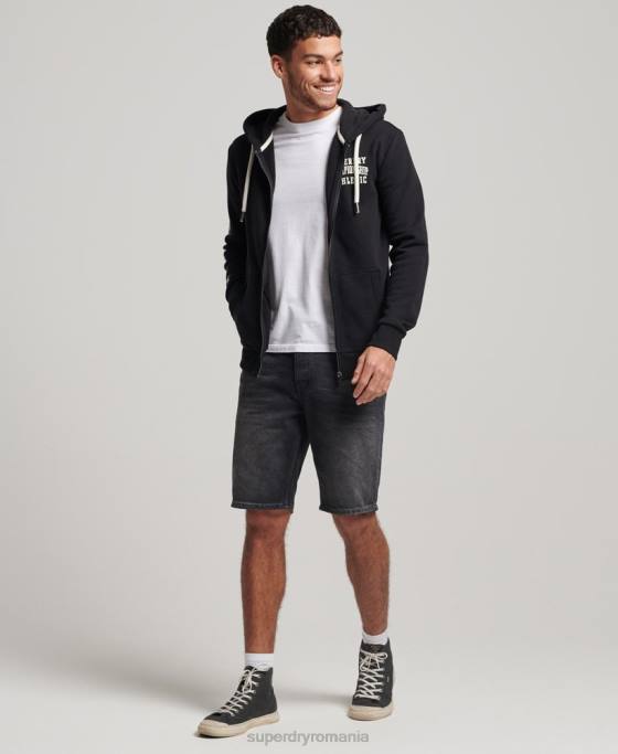 Superdry hanorac atletic cu fermoar pentru sală îmbrăcăminte negru bărbați JX0Z473