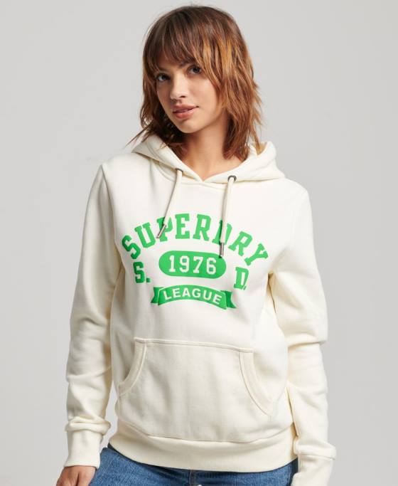 Superdry hanorac atletic de epocă îmbrăcăminte alb femei JX0Z3294