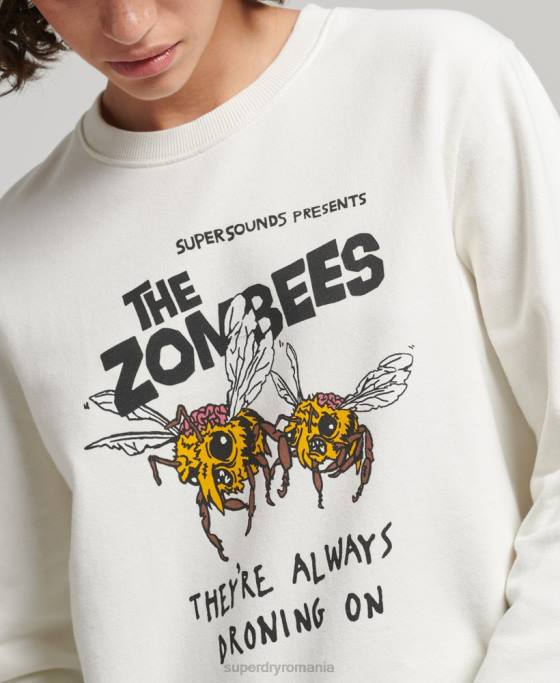 Superdry hanorac b-movie crew îmbrăcăminte cremă femei JX0Z3416