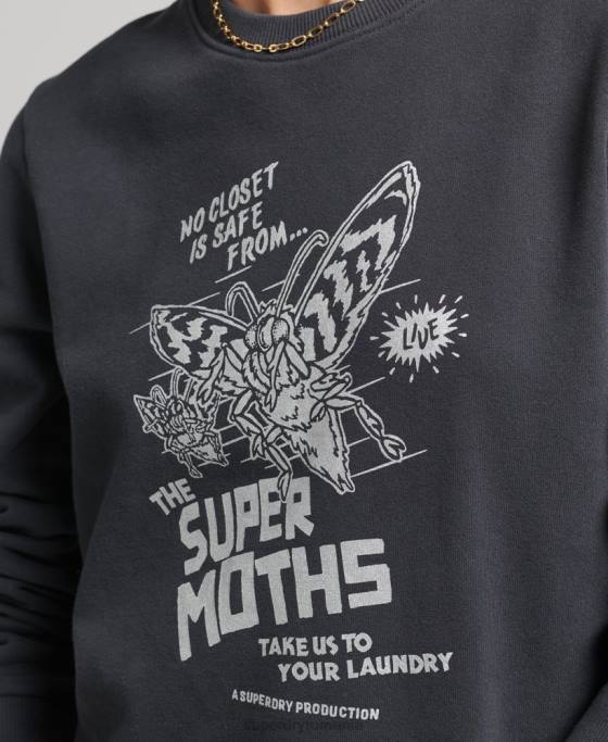 Superdry hanorac b-movie crew îmbrăcăminte gri inchis femei JX0Z5829